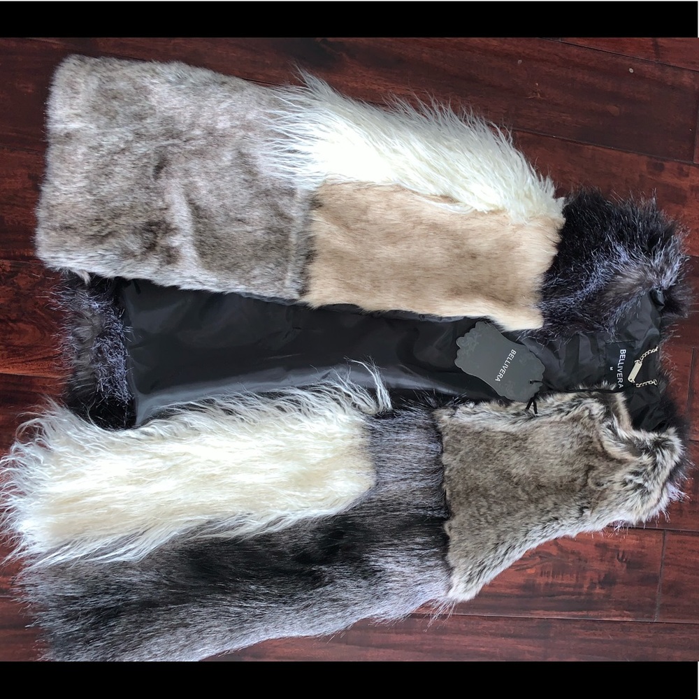 Blocked color fur vest